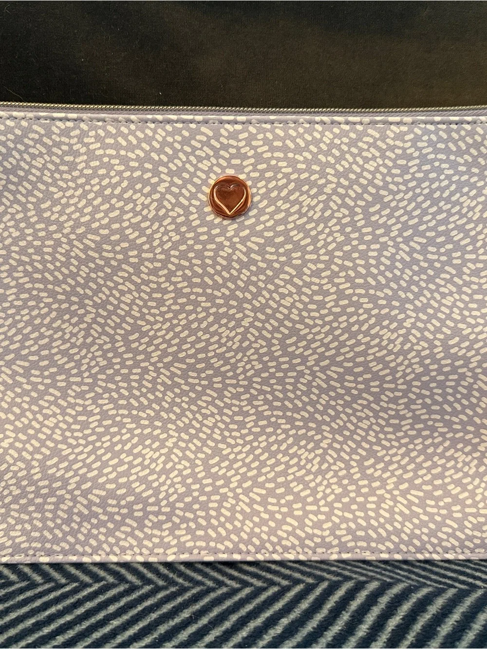 Heart Accent Lavender Patterned Large Pouch